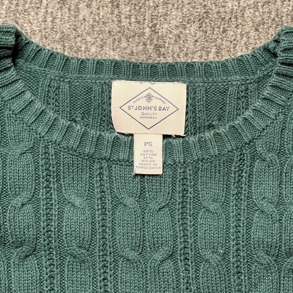Children's St. john's Bay dark green woven‎ sweater